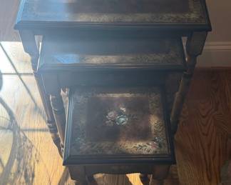 Vintage Hand-Painted Chinoiserie Nesting Tables