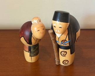 Vintage Japanese Kokeshi Folk Art Couple