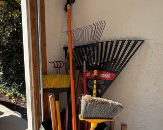 Assorted Garden Tool Collection with True Temper Rake