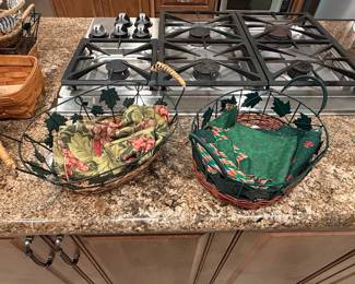Longaberger Woven Traditions Metal and Wicker Baskets with Seasonal Liners