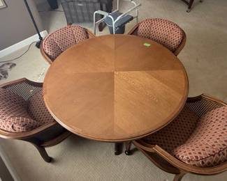 Round Dining Table with Pedestal Base and Four Chairs Set