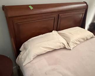 Ethan Allen Dark Brown Queen Sleigh Bed Frame with Adjustable Base
