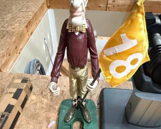 Vintage Golfer Statue with 18th Hole Flag