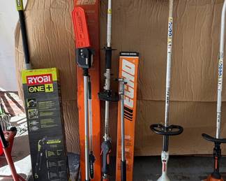 Collection of Ryobi, Echo, and Stihl Landscaping Power Tools