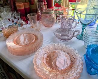 Pink & Amethyst depression glass