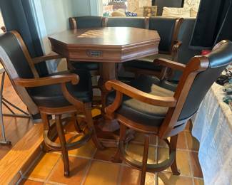 Brunswick Furniture Co. - Centinneal Game Table   and Brunswick Leather Swivel  Bar Stools