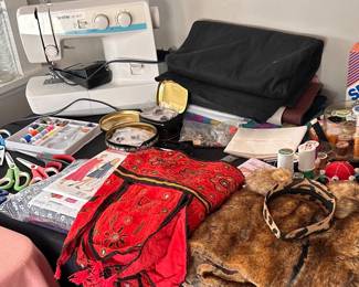 Sewing machine and stuff for sewing