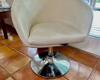 MCM style Leatger Swivel Chair with Chrome Base. (2)