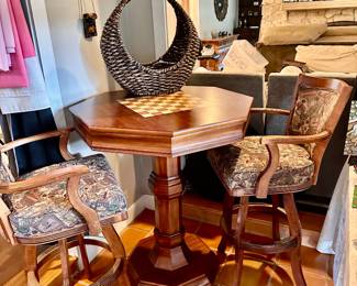 Game Table and Swivel Bar Stools