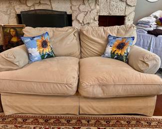 Thomasville Sofa  and Beaded Sunflower Pillows 