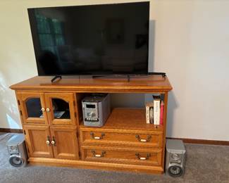 Solid Wood Entertainment Center - Samsung 50" TV - Sony Micro HI-FI Component System CMT-HP7 and Samsung Blu-ray Disc Player
