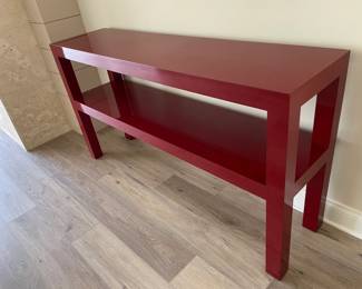 red Laquerre parsons console table
