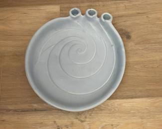 vintage Haeger plate with candle holders
