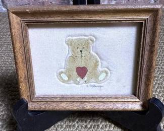 086 framedteddybearfolkwallart