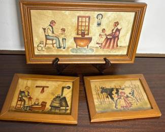 167 threevintageframedfolkarttheorempa