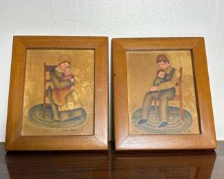 168 twovintageframedfolkarttheorempain