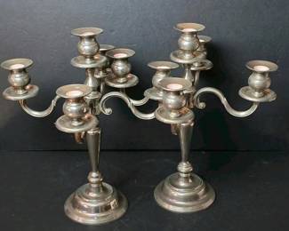 130 pairofsilvertonedfivelightcandelab