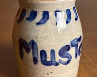 196 smallhandmadestonewaremustardpot