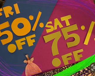 1st day 50% off/2nd day 75% off
