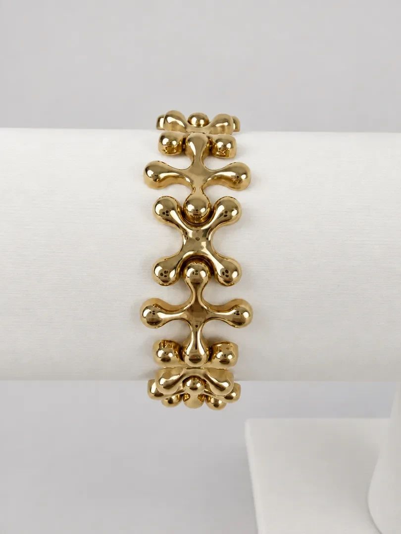 Italian 14K Gold Sculptural Link Bracelet --19.16g