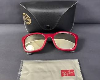 RayBan RB4197 Red Black Oversized Sunglasses 5620 with Case Cleaning Cloth