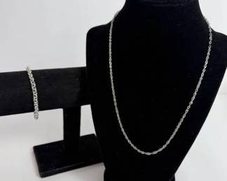 14K White Gold Necklace Bracelet 8.28g