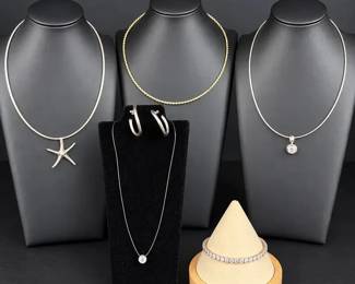 Sterling Silver Fashion Jewelry Collection Necklaces, Hoops Earrings, CZ Bracelet