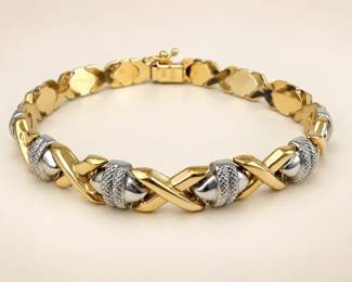Milor Italy 14K TwoTone Gold XLink Bracelet 9.65 Grams