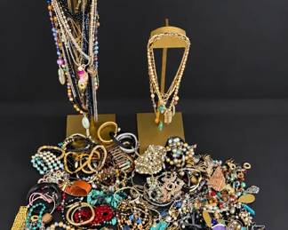 925 Marked Cross Necklace Plus Huge Mystery Collection Of Costume Jewelry