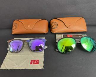 2 Authentic RayBan Sunglasses RB4221F RB4201 Alex Mirrored Lenses w Cases