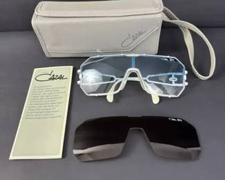 Cazal Mod 904 West Germany Shield Sunglasses with Extra Lens, Case Paperwork