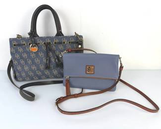 Dooney Bourke Monogram Drawstring Handbag and Blue Leather Crossbody