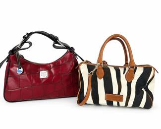 Dooney Bourke Zebra Drawstring Handbag and Black Leather Crossbody