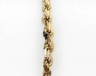 14K Yellow Gold Textured Rope Link Bracelet 5.06 Grams