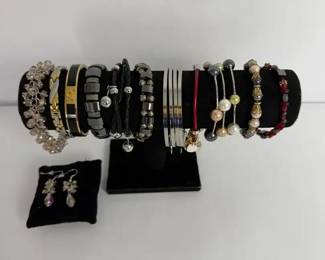 Mixed Costume Jewelry Bracelet Collection with Earrings