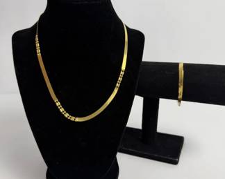 14K Gold Necklace 10K Gold Herringbone Bracelet