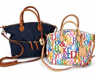 Dooney Bourke Nylon and Multicolor Logo Satchel Handbags with Straps