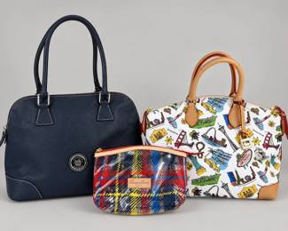 Dooney Bourke Handbags, Travel Print Wristlet and Plaid Cosmetic Pouch
