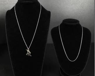 Vintage Sterling Silver Scorpio Zodiac Pendant Necklace Fine Chain Necklace 5.56g Combined