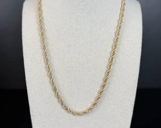 Sterling Silver 14K Gold TwoTone Rope Chain Necklace 14.36g