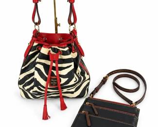 Dooney Bourke Zebra Drawstring Shoulder Bag and Black Crossbody Handbag