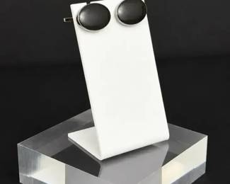 Sterling Silver 970 Black Onyx Oval Cufflinks Classic Mens Jewelry