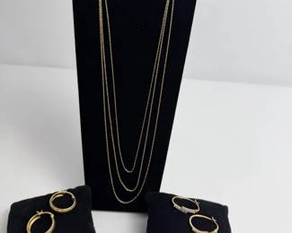 Mixed 14K 10K Gold Necklaces and Earrings Collection