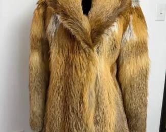 Vintage Red Fox Fur Coat with Two Fur Collars