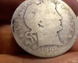 1908 Barber Quarter  90 Silver U.S. Coin