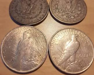 Morgan Peace Silver Dollar Collection 1882, 1884 1922 4 Coins