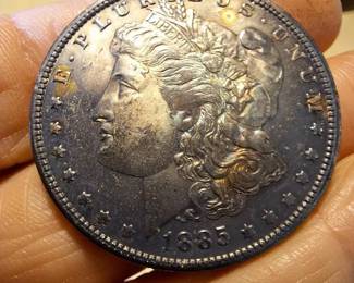 1885 Morgan Silver Dollar  Colorful Rainbow Toning