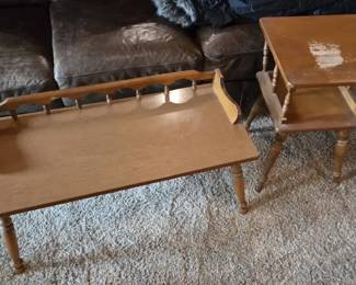 Vintage Wood SpindleLeg Sofa Table  TwoTier Side Table