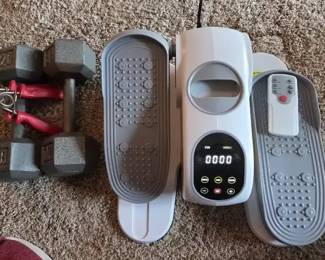 UnderDesk Elliptical Exerciser with Remote  Dumbbell Weight Set