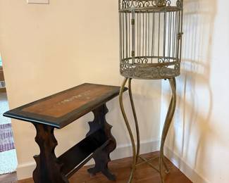 Table and Freestanding Birdcage
